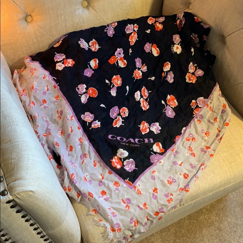 Like New Large floral Authentic Coach scarf